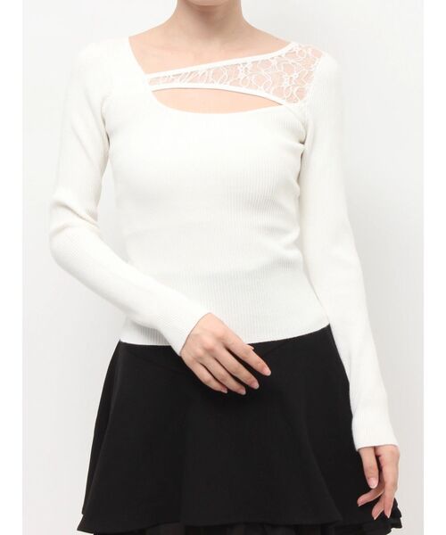 RESEXXY（リゼクシー）の「レースコンビニットプルオーバー（ニット/セーター・レディース・ピンク/ホワイト/ブラック・FREE）」の13枚目の写真