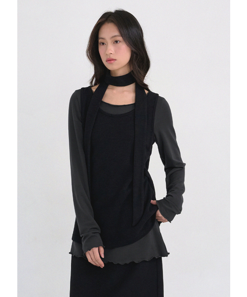 MICANE（ミケーネ）の「エディスビスチェ-Tセットアップ（Tシャツ/カットソー・レディース・ブラック・SMALL/MEDIUM/LARGE/X-LARGE/XX-LARGE）」の2枚目の写真