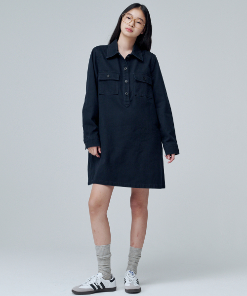 MALOUPE(マロップ)の「7102 カラーデニムワンピース (ネイビー)(ワンピース・レディース・ネイビー・FREE)」の2枚目の写真