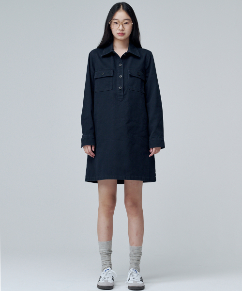 MALOUPE(マロップ)の「7102 カラーデニムワンピース (ネイビー)(ワンピース・レディース・ネイビー・FREE)」の3枚目の写真