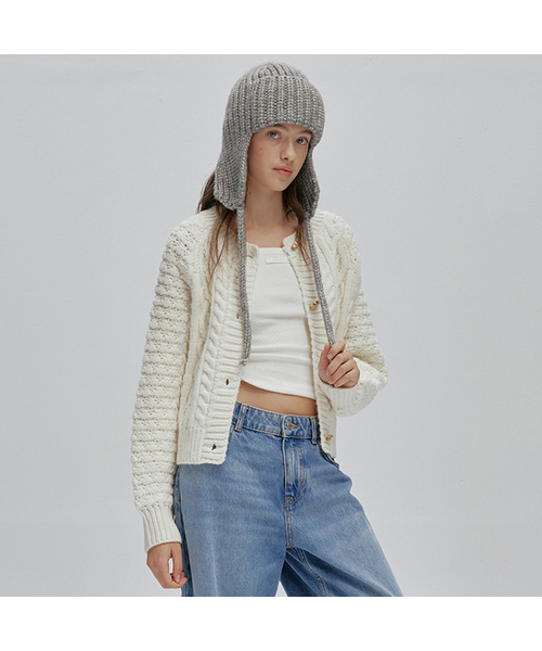 AFTERHOURS(アフターアワーズ)の「COZY CABLE KNIT CARDIGAN (IVORY)(カーディガン/ボレロ・レディース・アイボリー・FREE)」の1枚目の写真
