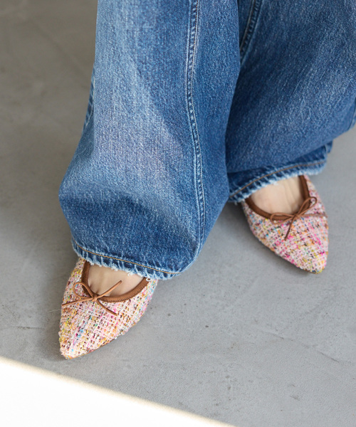 LE TALON（ルタロン）の「ポインテッドツイードバレエ（バレエシューズ・レディース・アイボリー/ピンク/サックスブルー・24.5cm/23cm/22.5cm/22cm/21.5/21/25.5cm/24cm/23.5cm/25cm）」の10枚目の写真