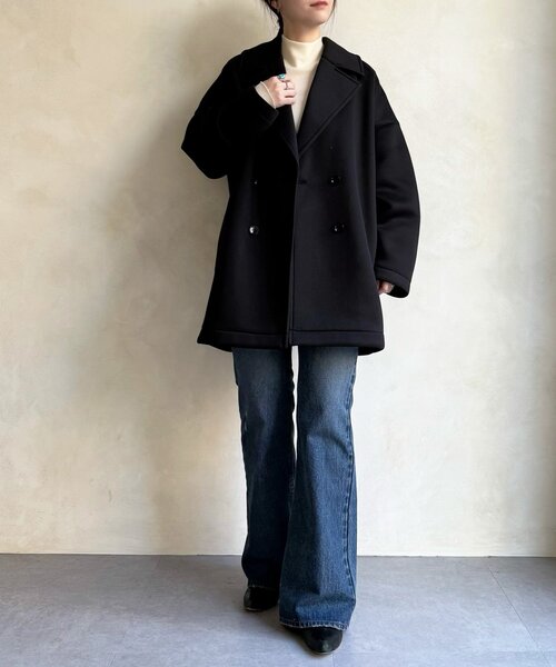 BEARDSLEY（ビアズリー）の「ダンボールPコート（ピーコート・レディース・ブラック/ネイビー・FREE）」の4枚目の写真
