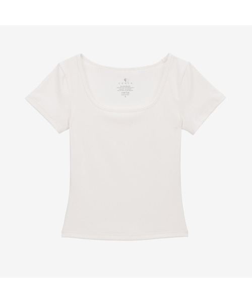 CONCHWEAR(コンチウェア)の「スリムフィットスクエアネックショートスリーブ(6色)(Tシャツ/カットソー・レディース・シルバーグレー/ライトグレー/チャコール/アイボリー/ブラック/クリーム・SMALL/MEDIUM/LARGE)」の1枚目の写真