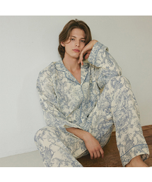 LUNALUZ STUDIO（ルナルス）の「Men's Amor Double Gauze Cotton Long Sleeve Collar Two-Piece Pajamas（ルームウェア/パジャマ）」