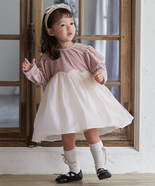 petit main（プティマイン）の「パフ袖シフォンワンピース（ワンピース・キッズ・ブラック/ピンク・100cm/110cm/120cm/130cm/90cm/80ｃｍ）」の4枚目の写真