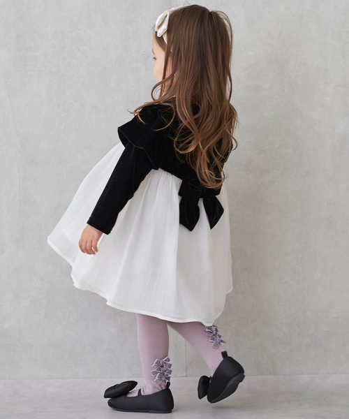 petit main（プティマイン）の「パフ袖シフォンワンピース（ワンピース・キッズ・ブラック/ピンク・100cm/110cm/120cm/130cm/90cm/80ｃｍ）」の5枚目の写真