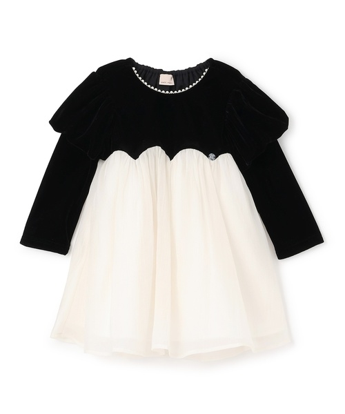 petit main（プティマイン）の「パフ袖シフォンワンピース（ワンピース・キッズ・ブラック/ピンク・100cm/110cm/120cm/130cm/90cm/80ｃｍ）」の8枚目の写真