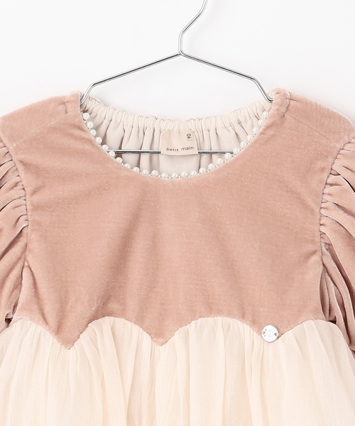 petit main（プティマイン）の「パフ袖シフォンワンピース（ワンピース・キッズ・ブラック/ピンク・100cm/110cm/120cm/130cm/90cm/80ｃｍ）」の11枚目の写真