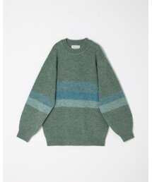 モヘアブロックニットグリーン