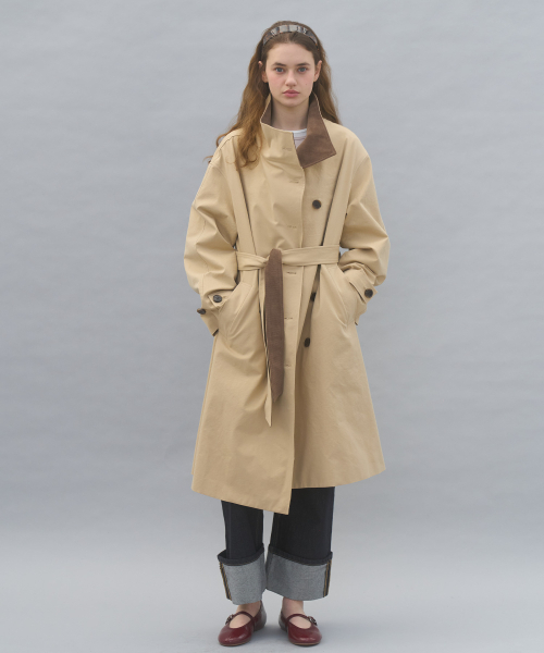 SO IR(ソイール)の「HIGH NECK TRENCH COAT - BEIGE(トレンチコート・レディース・ベージュ・FREE)」の2枚目の写真