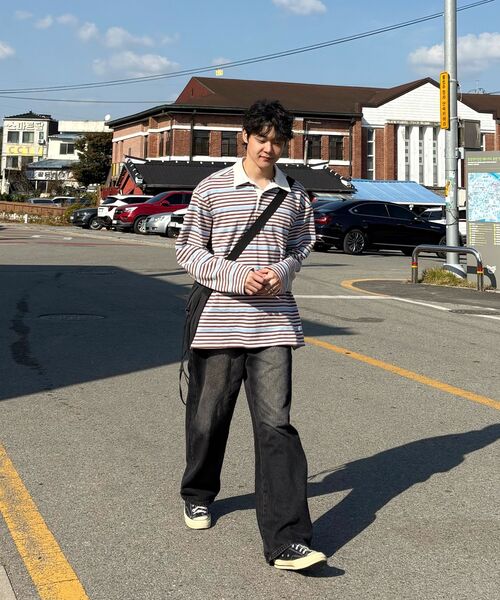 BALLUTE(バリュート)の「OVERSIZED LONG SLEEVE RUGBY T-SHIRTS (BROWN)(ポロシャツ・メンズ・ブラウン・MEDIUM)」の3枚目の写真