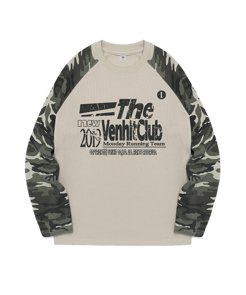 VENHIT(ベンヒット)の「MRT ワッフルレグランスリーブ(Tシャツ/カットソー・レディース・ベージュ/カーキ・X-LARGE/LARGE/MEDIUM)」の1枚目の写真