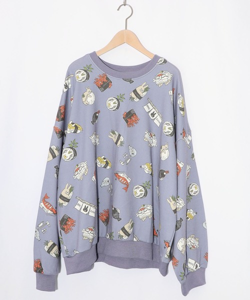 ScoLar Parity(スカラーパリティ)の「353138:ラビル寿司尽くし裏毛プルオーバー(Tシャツ/カットソー・レディース・ブラック/オートミール/ブルー・M)」の1枚目の写真