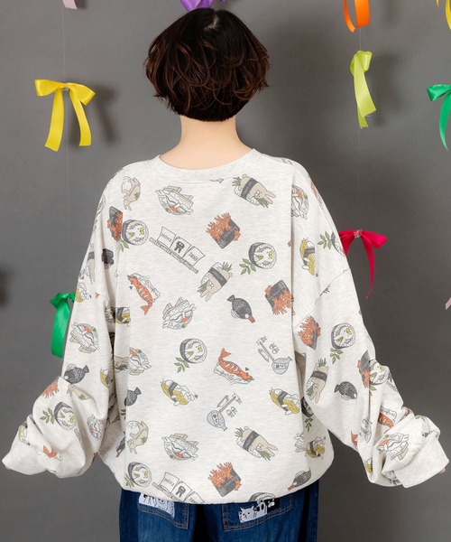 ScoLar Parity(スカラーパリティ)の「353138:ラビル寿司尽くし裏毛プルオーバー(Tシャツ/カットソー・レディース・ブラック/オートミール/ブルー・M)」の12枚目の写真