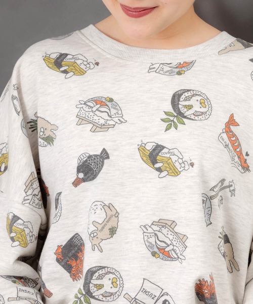 ScoLar Parity(スカラーパリティ)の「353138:ラビル寿司尽くし裏毛プルオーバー(Tシャツ/カットソー・レディース・ブラック/オートミール/ブルー・M)」の13枚目の写真