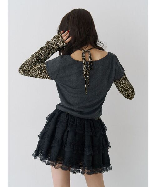 jouetie(ジュエティ)の「レイヤードライクホルターネックトップス ボーダー レオパード(Tシャツ/カットソー・レディース・ブラック/ブルー/オフホワイト・MEDIUM)」の12枚目の写真