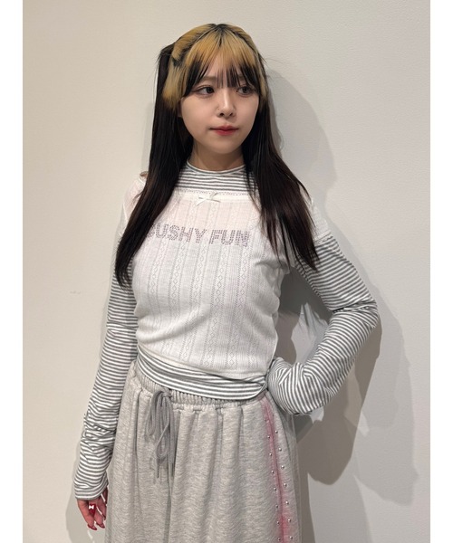 jouetie(ジュエティ)の「レイヤードライクホルターネックトップス ボーダー レオパード(Tシャツ/カットソー・レディース・ブラック/ブルー/オフホワイト・MEDIUM)」の15枚目の写真