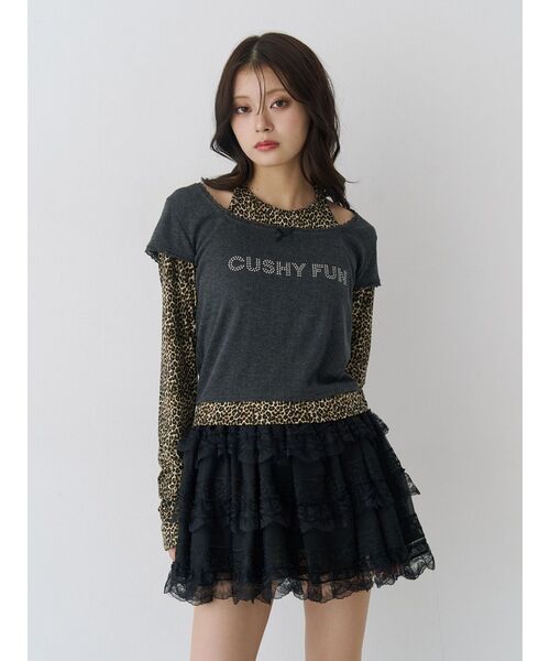 jouetie(ジュエティ)の「レイヤードライクホルターネックトップス ボーダー レオパード(Tシャツ/カットソー・レディース・ブラック/ブルー/オフホワイト・MEDIUM)」の13枚目の写真