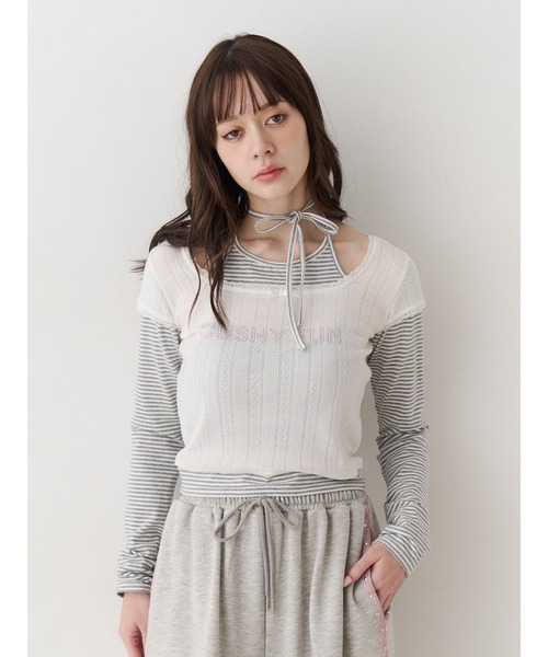 jouetie(ジュエティ)の「レイヤードライクホルターネックトップス ボーダー レオパード(Tシャツ/カットソー・レディース・ブラック/ブルー/オフホワイト・MEDIUM)」の19枚目の写真