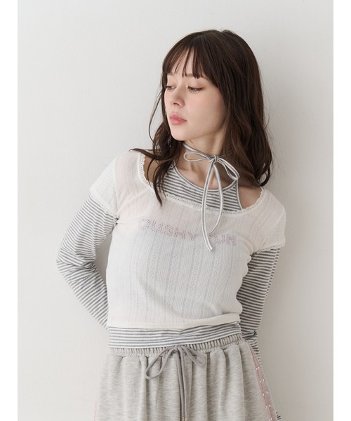 jouetie(ジュエティ)の「レイヤードライクホルターネックトップス ボーダー レオパード(Tシャツ/カットソー・レディース・ブラック/ブルー/オフホワイト・MEDIUM)」の20枚目の写真