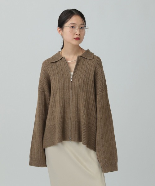 セール】5ゲージ編み柄ZIP襟カーディガン 634184（カーディガン/ボレロ