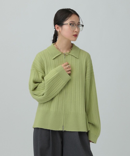 セール】5ゲージ編み柄ZIP襟カーディガン 634184（カーディガン/ボレロ