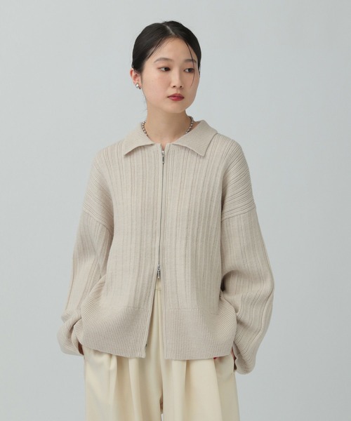 セール】5ゲージ編み柄ZIP襟カーディガン 634184（カーディガン/ボレロ