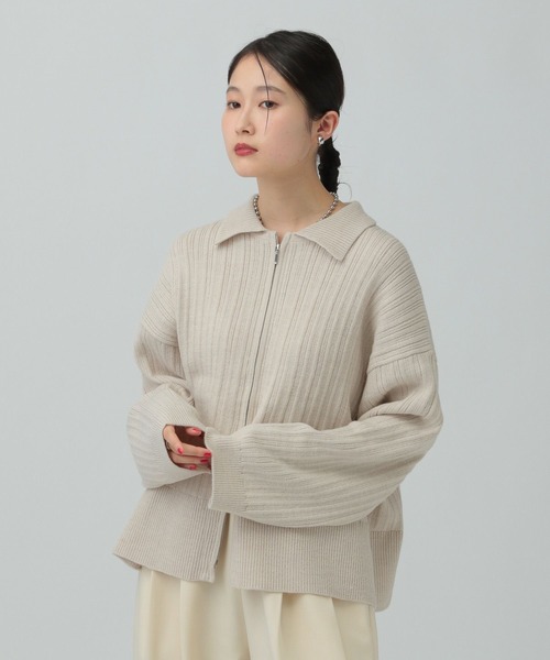 セール】5ゲージ編み柄ZIP襟カーディガン 634184（カーディガン/ボレロ