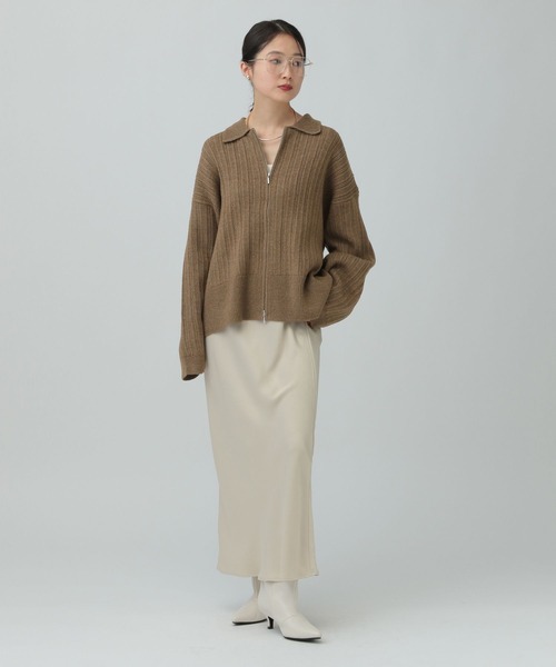 セール】5ゲージ編み柄ZIP襟カーディガン 634184（カーディガン/ボレロ