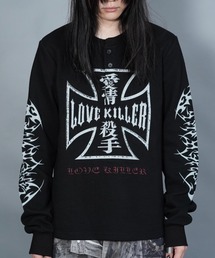 LOVE KILLER（ラブキラー）の「A'GEM/9 × .kom 『LOVE KILLER/ラブ キラー』print thermal waffle long sleeve T-shirt /プリントサーマル ロングスリーブ（Tシャツ/カットソー）」