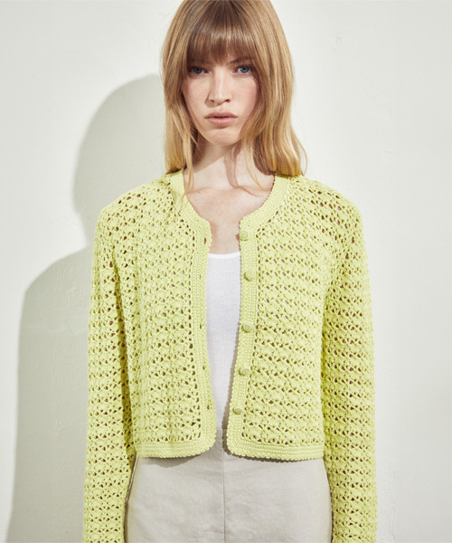 RIDIFI(リディフィ)の「HANDMADE CROCHET KNIT JACKET_GREEN(カーディガン/ボレロ・レディース・その他・FREE)」の2枚目の写真