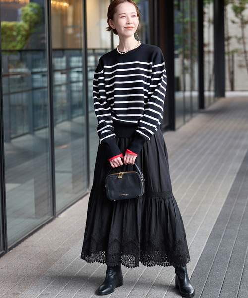 SLOBE IENA（スローブイエナ）の「《WEB限定/追加》コットンボイルケミカルレーススカート（スカート・レディース・ブラック・FREE）」の12枚目の写真