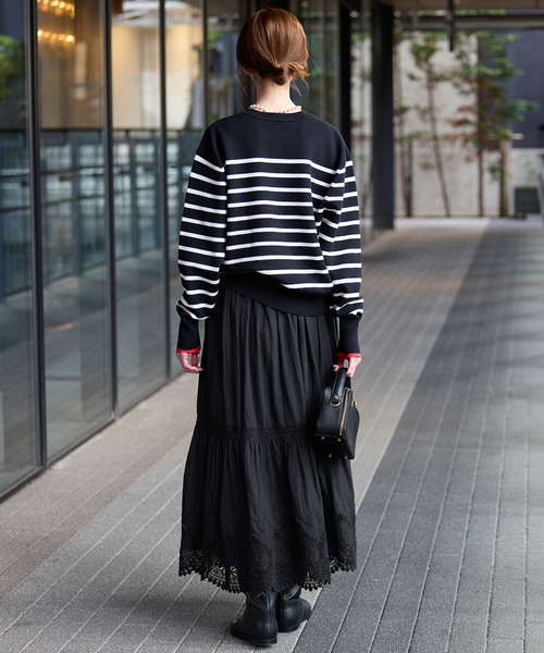 SLOBE IENA（スローブイエナ）の「《WEB限定/追加》コットンボイルケミカルレーススカート（スカート・レディース・ブラック・FREE）」の15枚目の写真