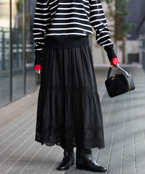 SLOBE IENA（スローブイエナ）の「《WEB限定/追加》コットンボイルケミカルレーススカート（スカート・レディース・ブラック・FREE）」の16枚目の写真