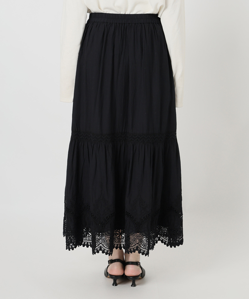 SLOBE IENA（スローブイエナ）の「《WEB限定/追加》コットンボイルケミカルレーススカート（スカート・レディース・ブラック・FREE）」の2枚目の写真
