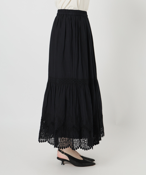 SLOBE IENA（スローブイエナ）の「《WEB限定/追加》コットンボイルケミカルレーススカート（スカート・レディース・ブラック・FREE）」の3枚目の写真