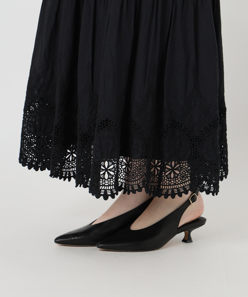 SLOBE IENA（スローブイエナ）の「《WEB限定/追加》コットンボイルケミカルレーススカート（スカート・レディース・ブラック・FREE）」の7枚目の写真