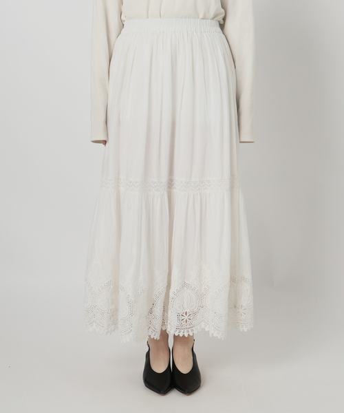 SLOBE IENA（スローブイエナ）の「《WEB限定/追加》コットンボイルケミカルレーススカート（スカート・レディース・ブラック・FREE）」の10枚目の写真