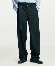 S SY（エスエスワイ）の「ベルト付きピンワイドスラックスブラック（スラックス）」