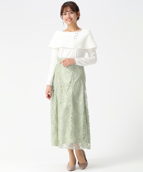 MISCH MASCH（ミッシュマッシュ）の「2026春夏新作 クロスステッチ刺繍フラワースカート（スカート・レディース・グリーン/イエロー/ネイビー・M/S）」の12枚目の写真