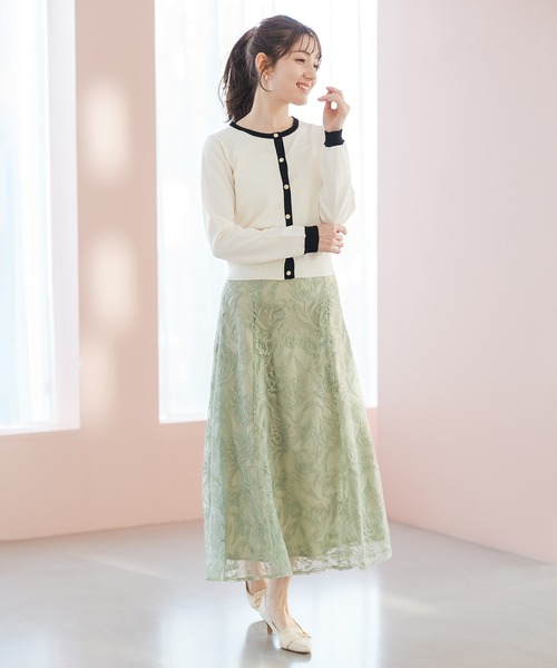 MISCH MASCH（ミッシュマッシュ）の「2026春夏新作 クロスステッチ刺繍フラワースカート（スカート・レディース・グリーン/イエロー/ネイビー・M/S）」の20枚目の写真