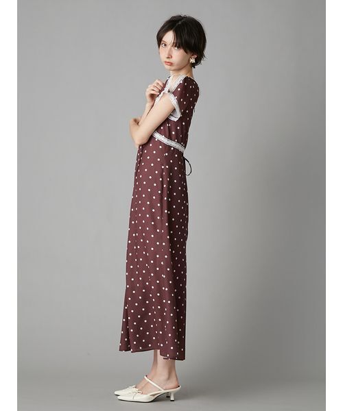 LILY BROWN（リリーブラウン）の「ロマンティックレーストリムプリントワンピース（ワンピース・レディース・パープル/ドット/オフホワイト・0/1）」の9枚目の写真