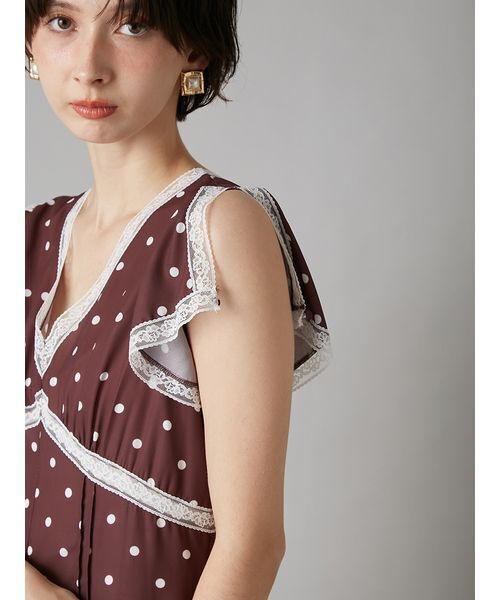 LILY BROWN（リリーブラウン）の「ロマンティックレーストリムプリントワンピース（ワンピース・レディース・パープル/ドット/オフホワイト・0/1）」の12枚目の写真