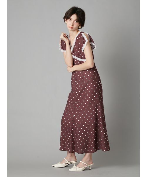 LILY BROWN（リリーブラウン）の「ロマンティックレーストリムプリントワンピース（ワンピース・レディース・パープル/ドット/オフホワイト・0/1）」の13枚目の写真