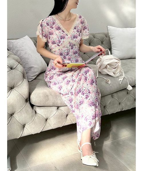 LILY BROWN（リリーブラウン）の「ロマンティックレーストリムプリントワンピース（ワンピース・レディース・パープル/ドット/オフホワイト・0/1）」の17枚目の写真