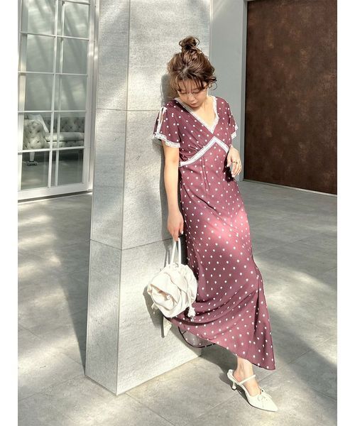 LILY BROWN（リリーブラウン）の「ロマンティックレーストリムプリントワンピース（ワンピース・レディース・パープル/ドット/オフホワイト・0/1）」の19枚目の写真