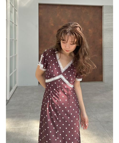 LILY BROWN（リリーブラウン）の「ロマンティックレーストリムプリントワンピース（ワンピース・レディース・パープル/ドット/オフホワイト・0/1）」の21枚目の写真