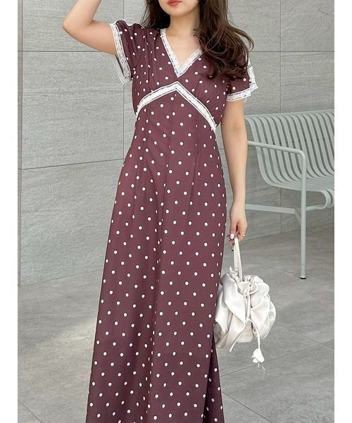 LILY BROWN（リリーブラウン）の「ロマンティックレーストリムプリントワンピース（ワンピース・レディース・パープル/ドット/オフホワイト・0/1）」の22枚目の写真