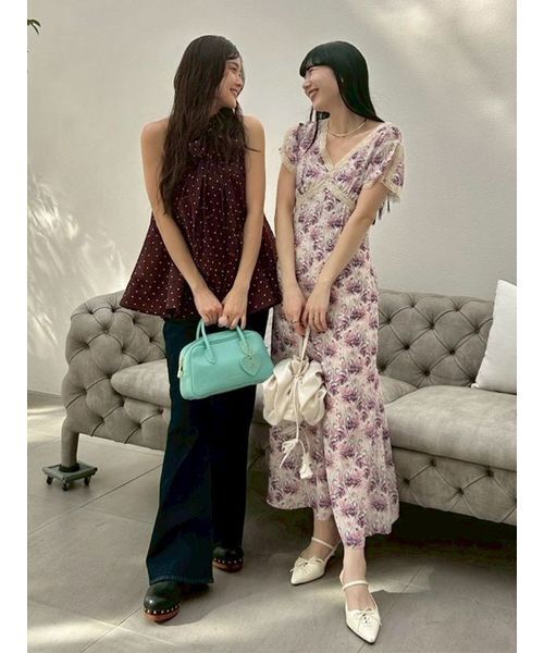 LILY BROWN 新作　ロマンティックレーストリムプリントワンピース ロマンティックレーストリムプリントワンピース（ワンピース）｜LILY
